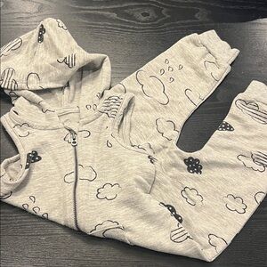 Gray Cloud Print full length romper/sleeveless